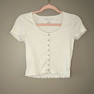 AE White Snap-Front Baby Tee